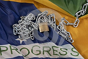 Chain and Brazilian flag symbolizing slavery in the country