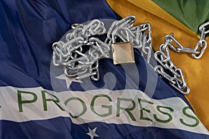 Chain and Brazilian flag symbolizing slavery in the country