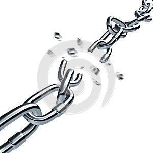 Řetěz rozbíjení zlomený odpojen spojení 