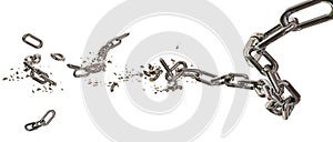 chain breaking silver danger power escape - 3d rendering
