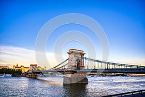 Chain Bridge across the Danube River in Budapest, Hungary