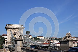 Chain bridge Budapest city