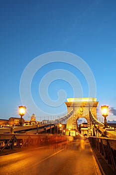 Chain bridge in Budapest, Hungary.