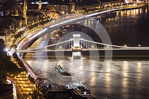 Chain Bridge in Budapest, night scene