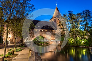 The chain bridge Kettensteg in the old town of Nuremberg, Germ