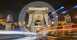 Chain Bridge with long exposure, Budapest, Hungary.