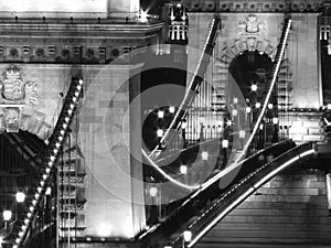 Chain Bridge at night (Budapest, Black and White)