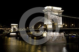 Chain Bridge at night in Budapest