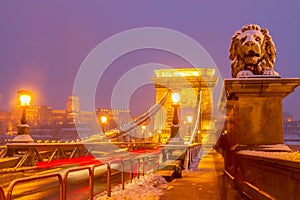 Chain Bridge at night, Budapest, Hungary