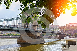 Chain Bridge over the Danube River in Hungary Budapest