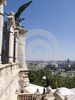 Chain bridge over river Danube