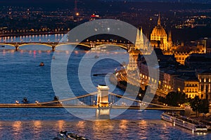 Chain Bridge and Parliament in Budapest.