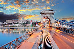 Chain Bridge, Royal Palace and the Danube River in Budapest