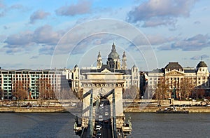 Chain Bridge and St. Stephen's Basilica, Budapest photo