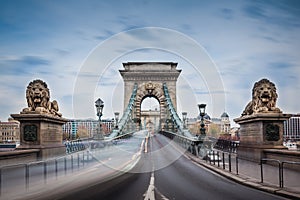 The Chain Bridge Szechenyi Lanchid at Budapest