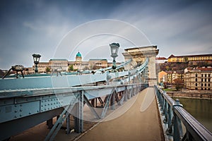 The Chain Bridge Szechenyi Lanchid at Budapest