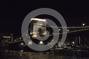 The Chain bridge or Szechenyi lanchid at night Budapest, one of the most popular panoramic view in the capital of Hungary, Europe