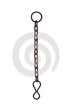 Chain, chain hook, old chain isolated on white background
