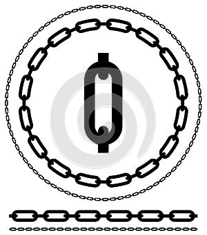 Chain, Chain Link Silhouette Isolated. Circles and Straight Line