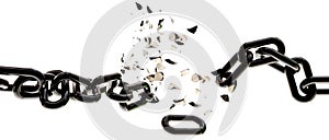 chain chains break breaking black isolated for background - 3d rendering