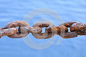 Chain damaged from many rust, An Old Rusty Naval Chain.