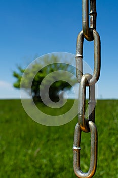 Chain with field in background