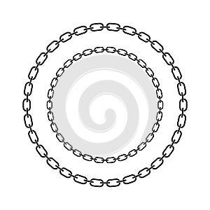 Chain frame round shape, Metal links repeat endlessly, Vector illustration isolated