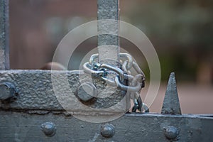 Chain on gate at abandoned fort