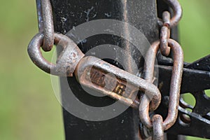 Chain on one of the oldest Cemeteries in Wood County Texas photo