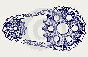 Chain gears. Doodle style