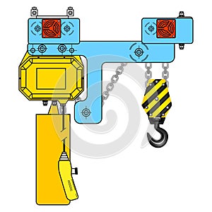 Chain hoist. Color drawing. White background.