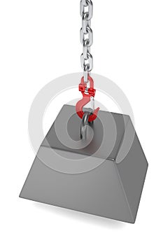 Chain with hook on white background. 3D rendering. 3D illustration