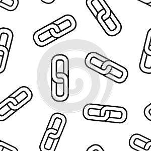 Chain icon in flat style. Network hyperlink vector illustration on white isolated background. Attach seamless pattern business