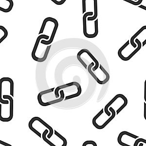 Chain icon in flat style. Network hyperlink vector illustration on white isolated background. Attach seamless pattern business