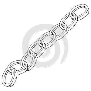 Chain icon. Vector of a metal chain. Hand drawn metal chain