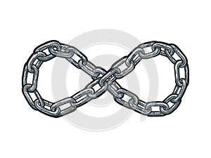Chain infinity sign sketch vector illustration