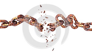 Chain isolated rusty breaking craccking - 3d rendering