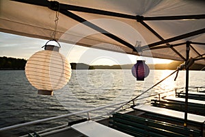 Chain of lights with paper lanterns for a summer party