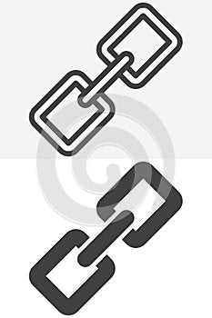 Chain link backlink line and solid different style vector icon set