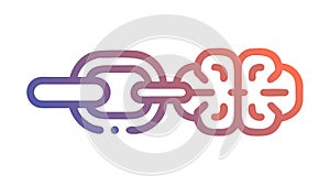 Chain Link with Brain Icon, Intelligence & Network Connection, vector design Generative AI