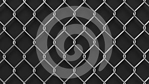 Chain link fence background. Metallic wire fence. 3D rendered image.