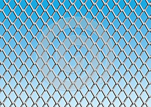 Chain link fence with blue sky background