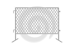 Chain link fence. Fences made of metal wire mesh on white background.