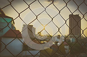 Chain Link Fence Seamless And Sun photo
