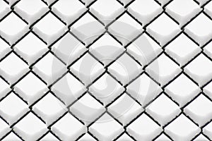 Chain link fence with snow