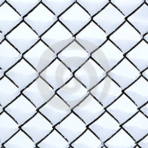 Chain link fence with snow