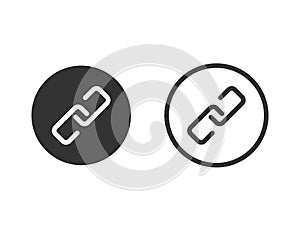Chain link icon. Isolated connection symbol. Linked vector. Attach file or document chain. Simple loop element. Black
