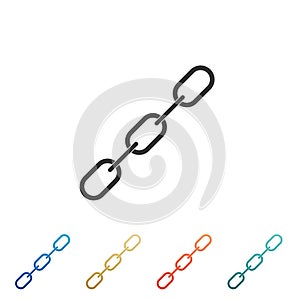 Chain link icon isolated on white background. Link single. Set elements in colored icons. Flat design. Vector