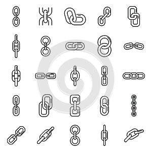 Chain link icons set outline vector. Bike link