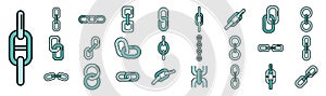 Chain link icons set vector color line